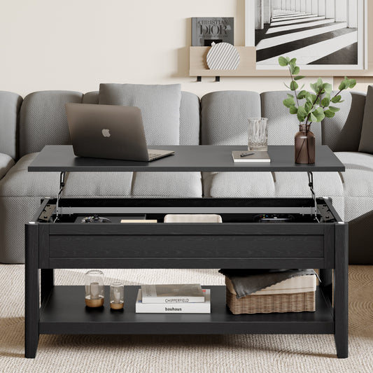 Lift Top Coffee Table, 42" Lx19 Wx17 H Black