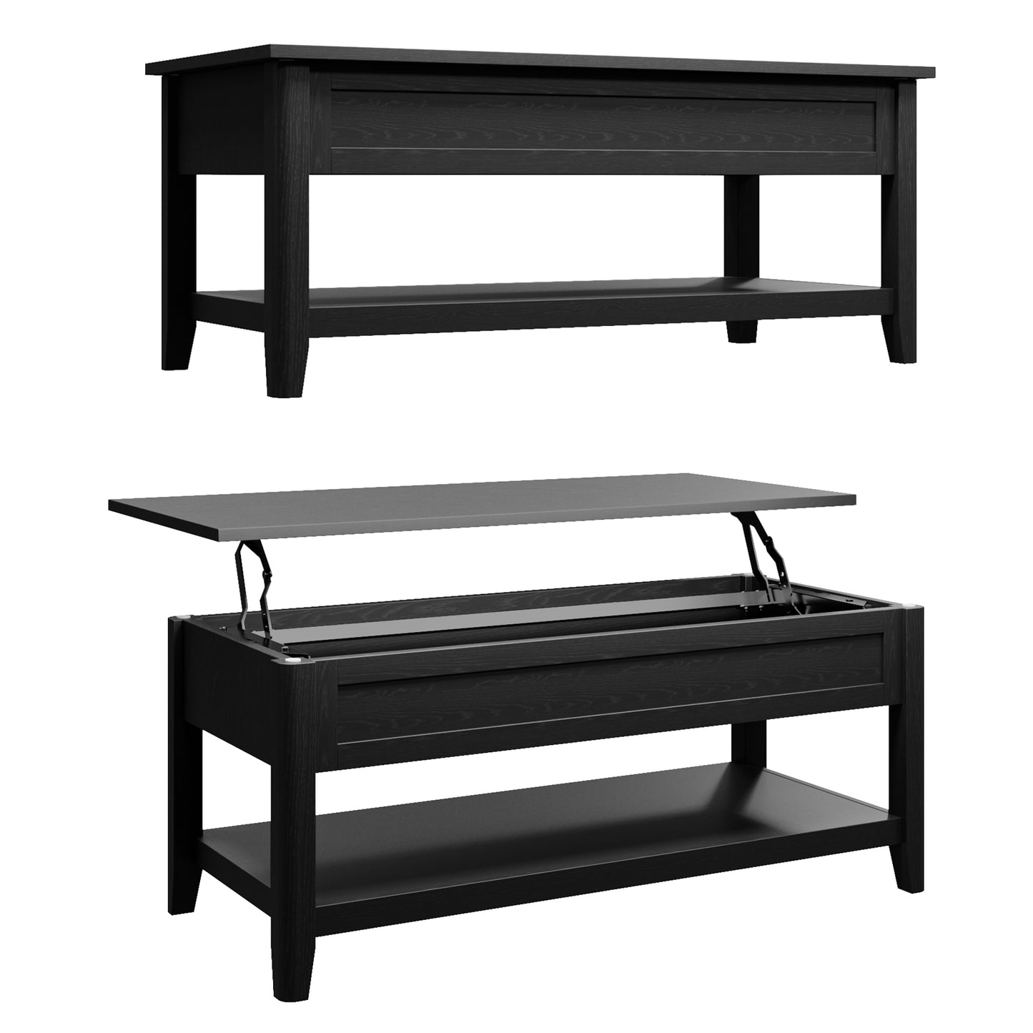 Lift Top Coffee Table, 42x19x17 Inches Black
