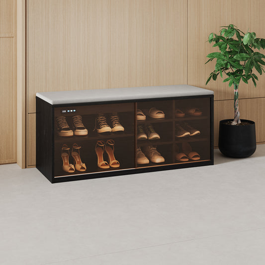 Shoe Bench, 43x15x19 Inches 3-Tier Black